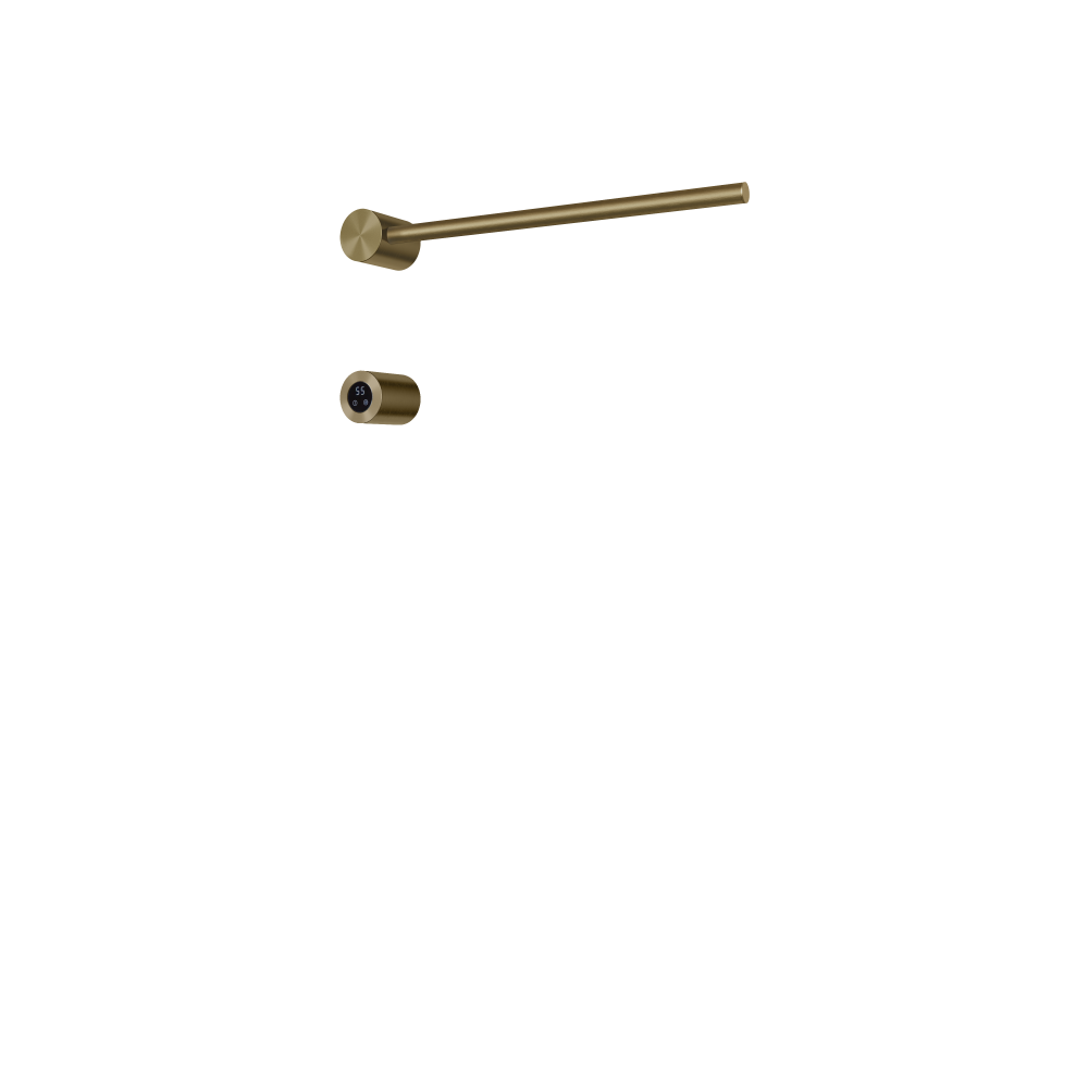 Set met 1 verwarmde handdoek rail Round 50 cm &More RARH50-1 — Geborsteld messing PVD