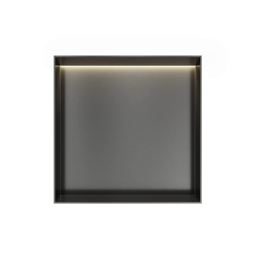 Inbouwnis 30x30x10cm frameless met LED &More BOX030FL — Geborsteld gunmetal PVD
