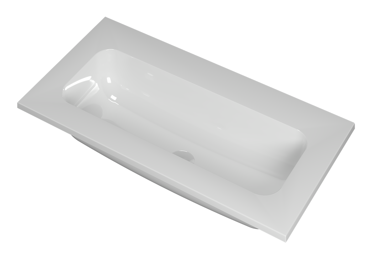 Reflekt 40 meubelwastafel 80 x 40 cm - polystone glans wit - wasbak centraal - 0 kraangaten