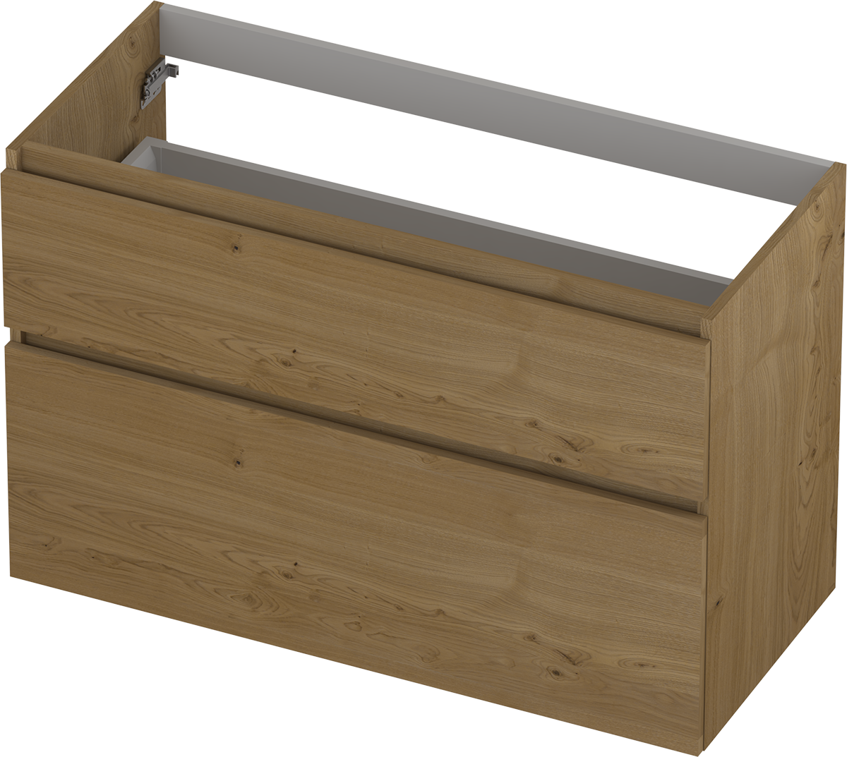 Onderkast 2 laden greeploos fineer eiken asymmetrisch – Fineer – Natur