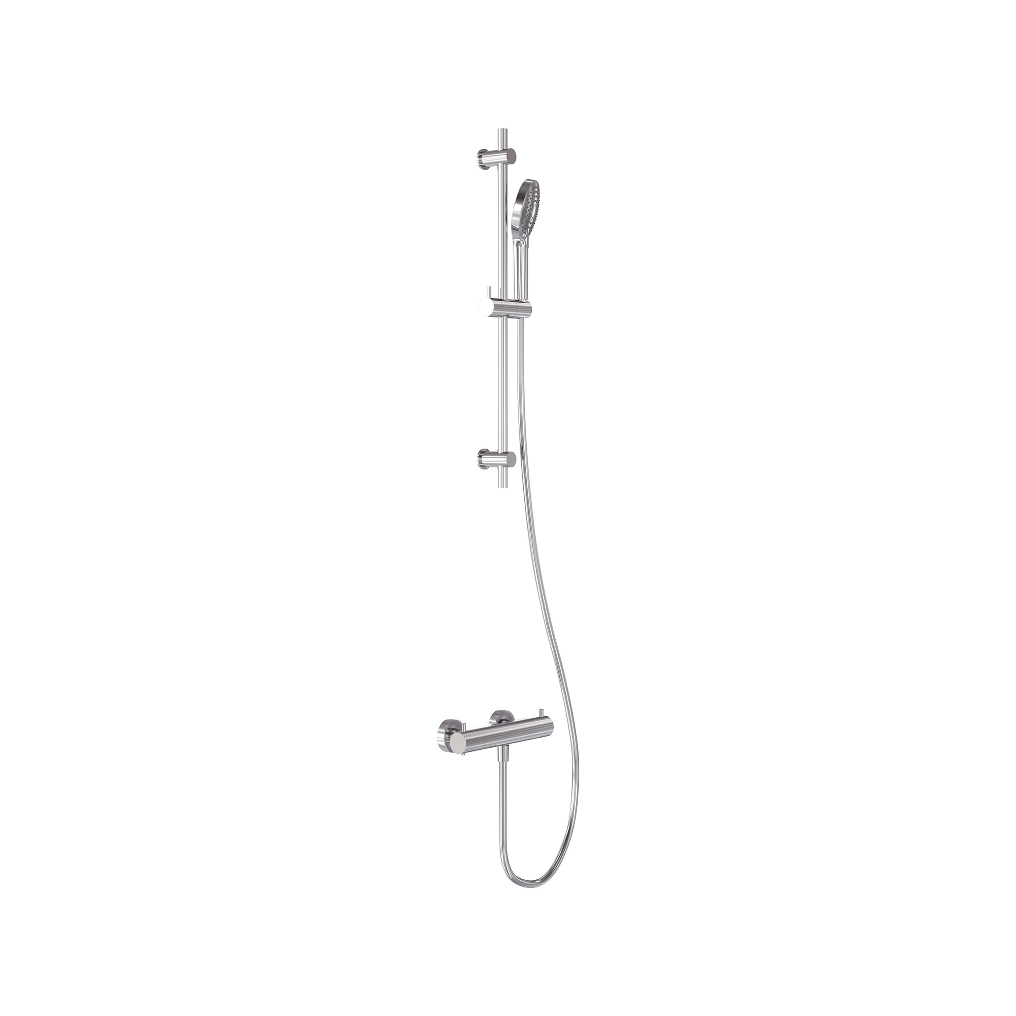 Doucheset opbouw met thermostaat, incl. glijstang, doucheslang en 3-standen handdouche - Chroom