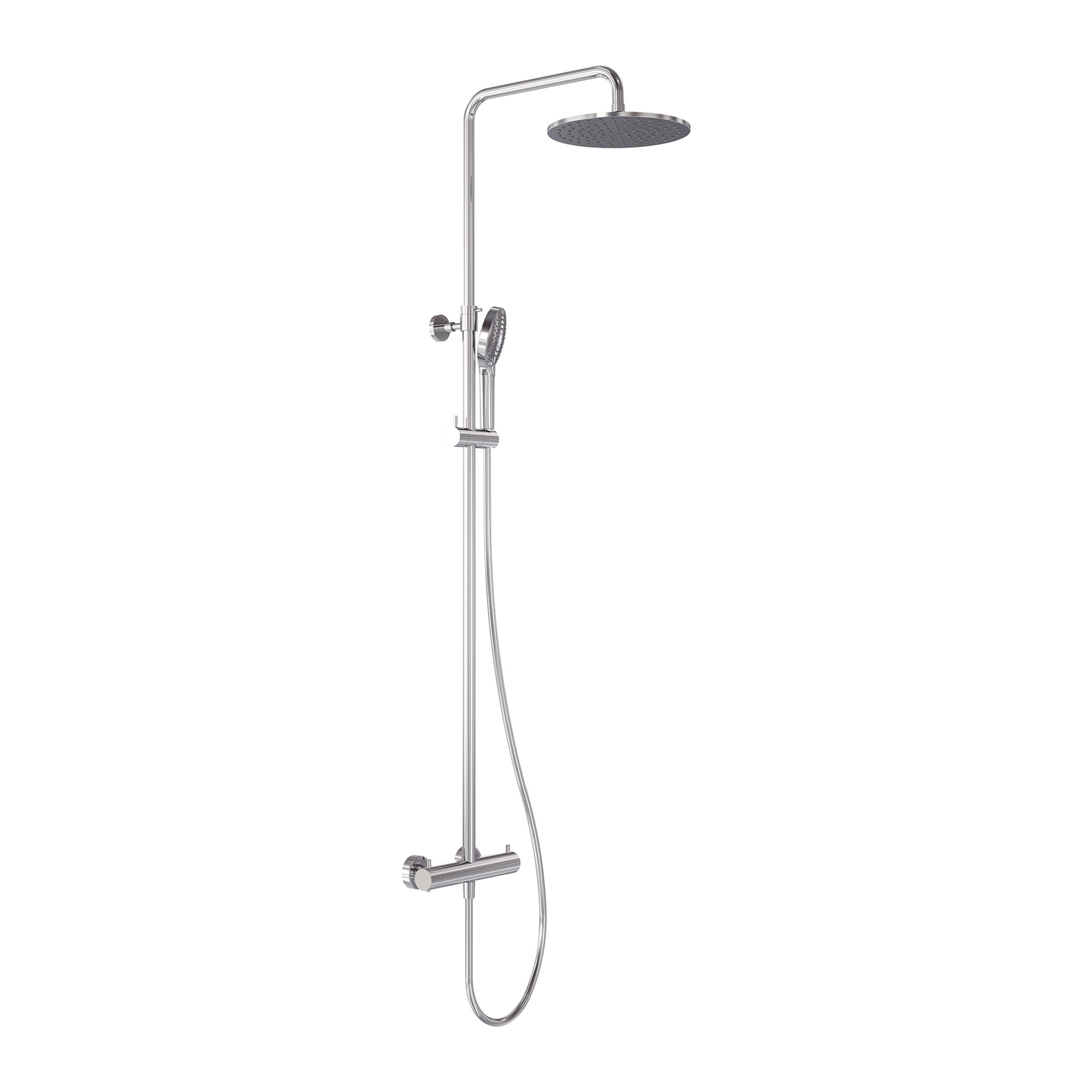 Regendoucheset opbouw met thermostaat, incl. 3-standen handdouche en hoofddouche Ø 25cm - Chroom