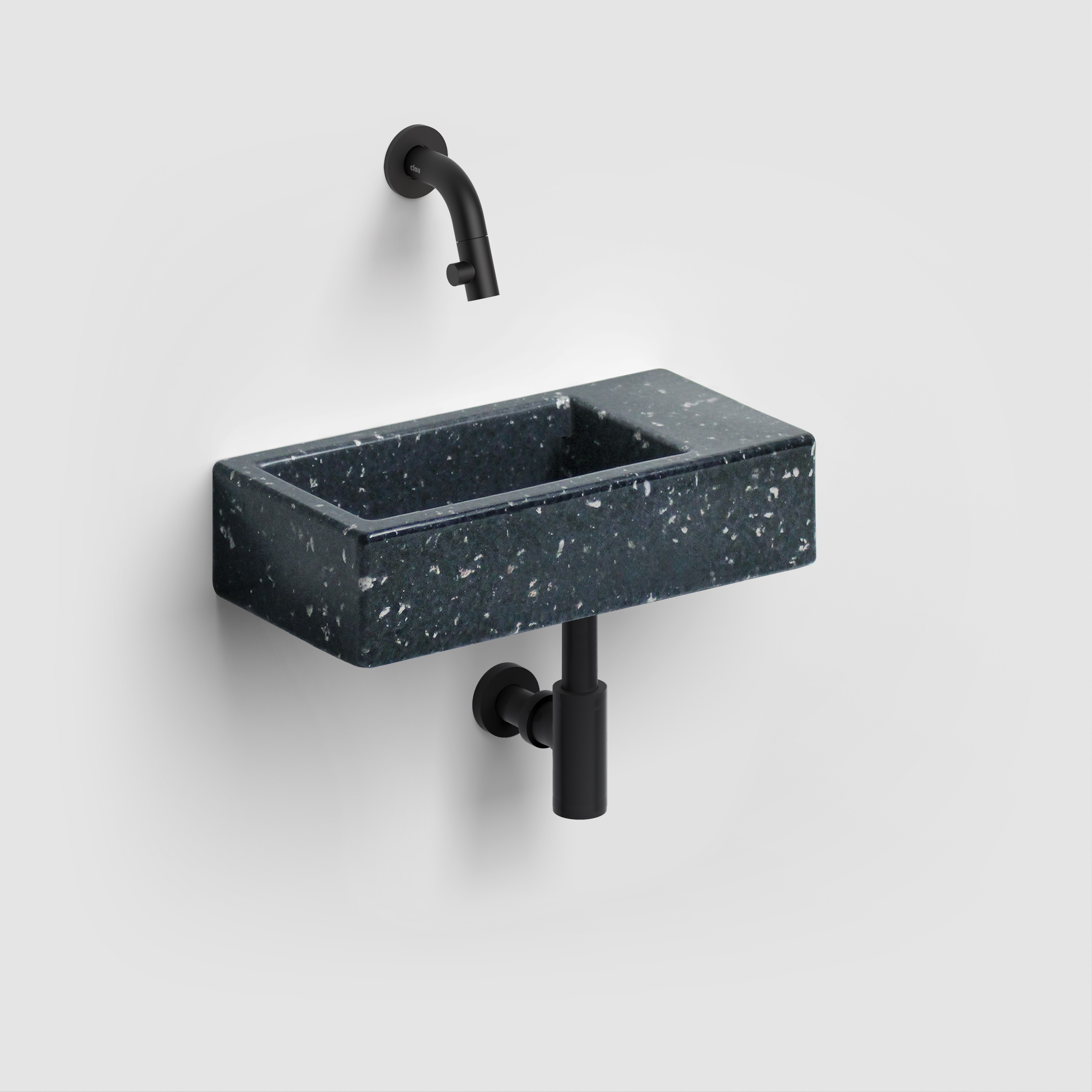 Ecorazzo Flush 3 fontein 36cm, rechts, gerecycleerd, heelal zwart PE