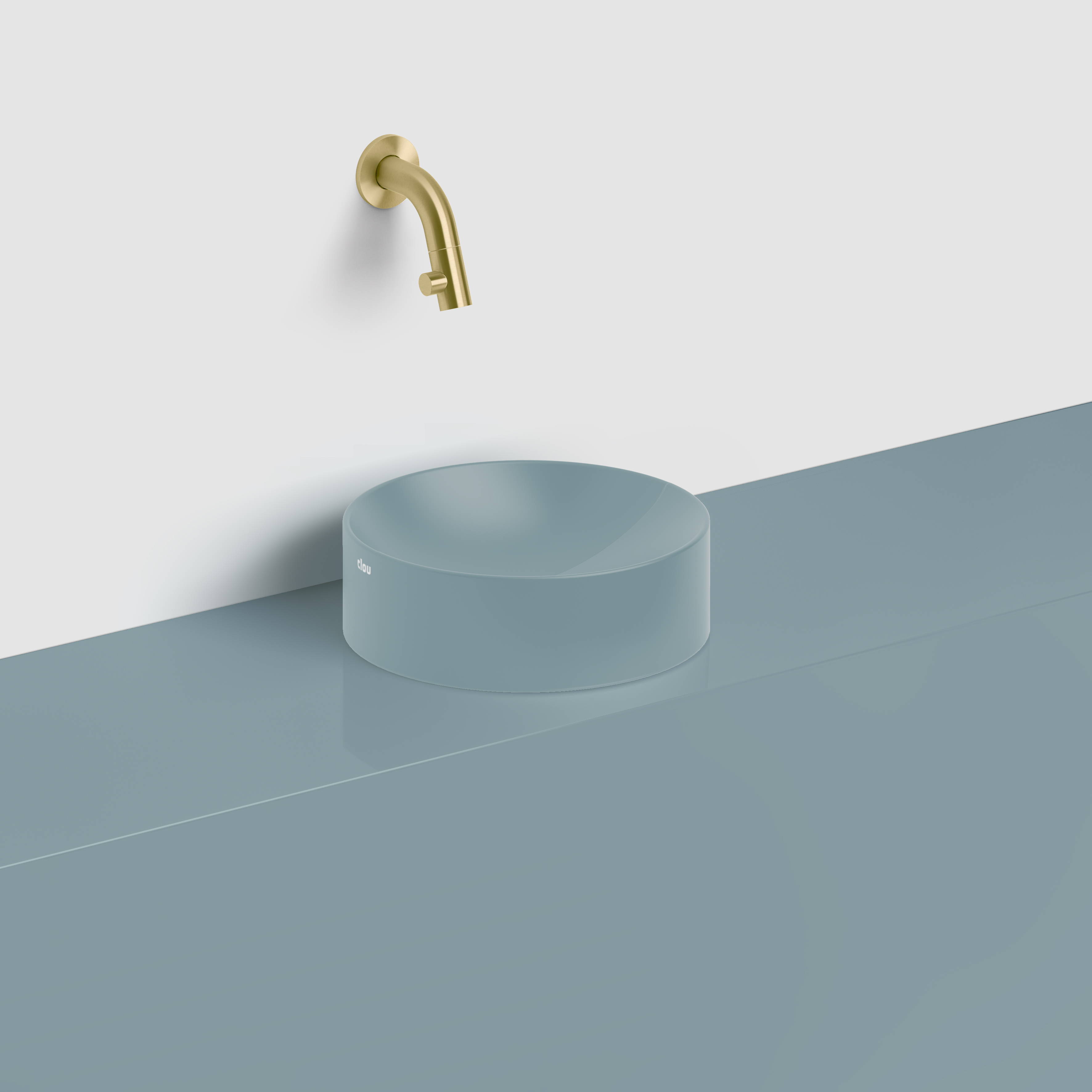 Vale fontein rond Ø22cm, mat blauw keramiek