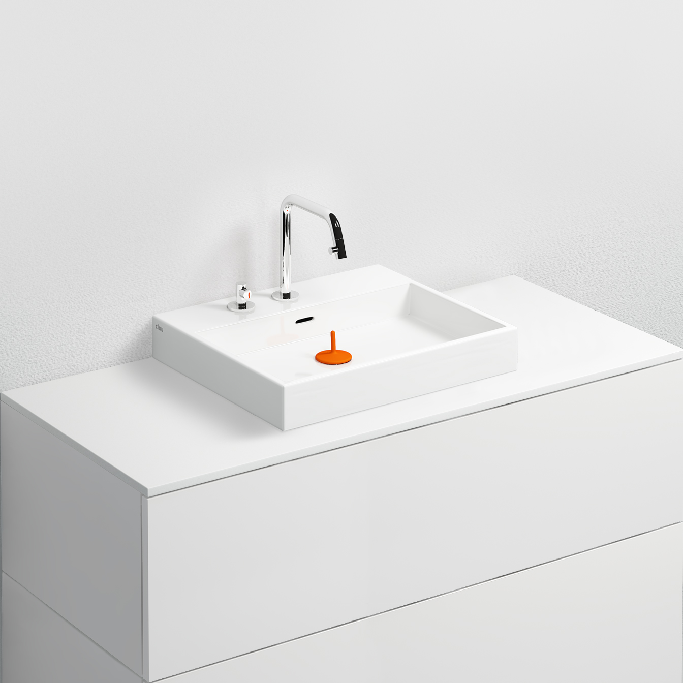 Wash Me wastafel 50cm, zonder plug, glanzend wit keramiek