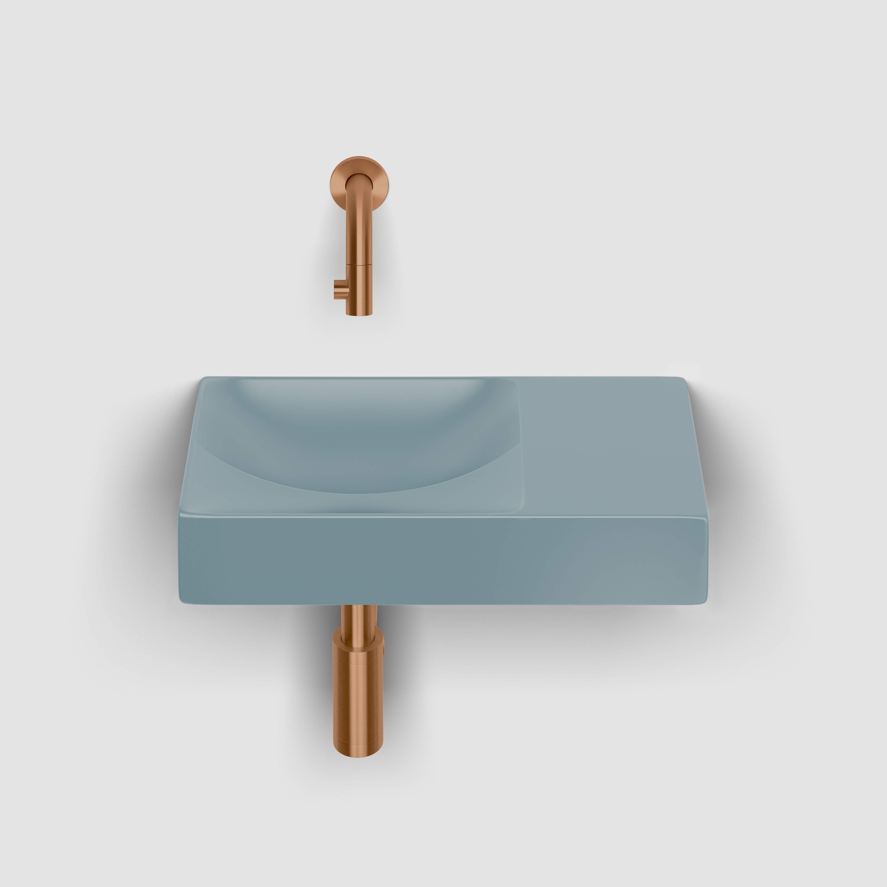 Vale fontein rechts 38cm, zonder kraangat, mat blauw keramiek