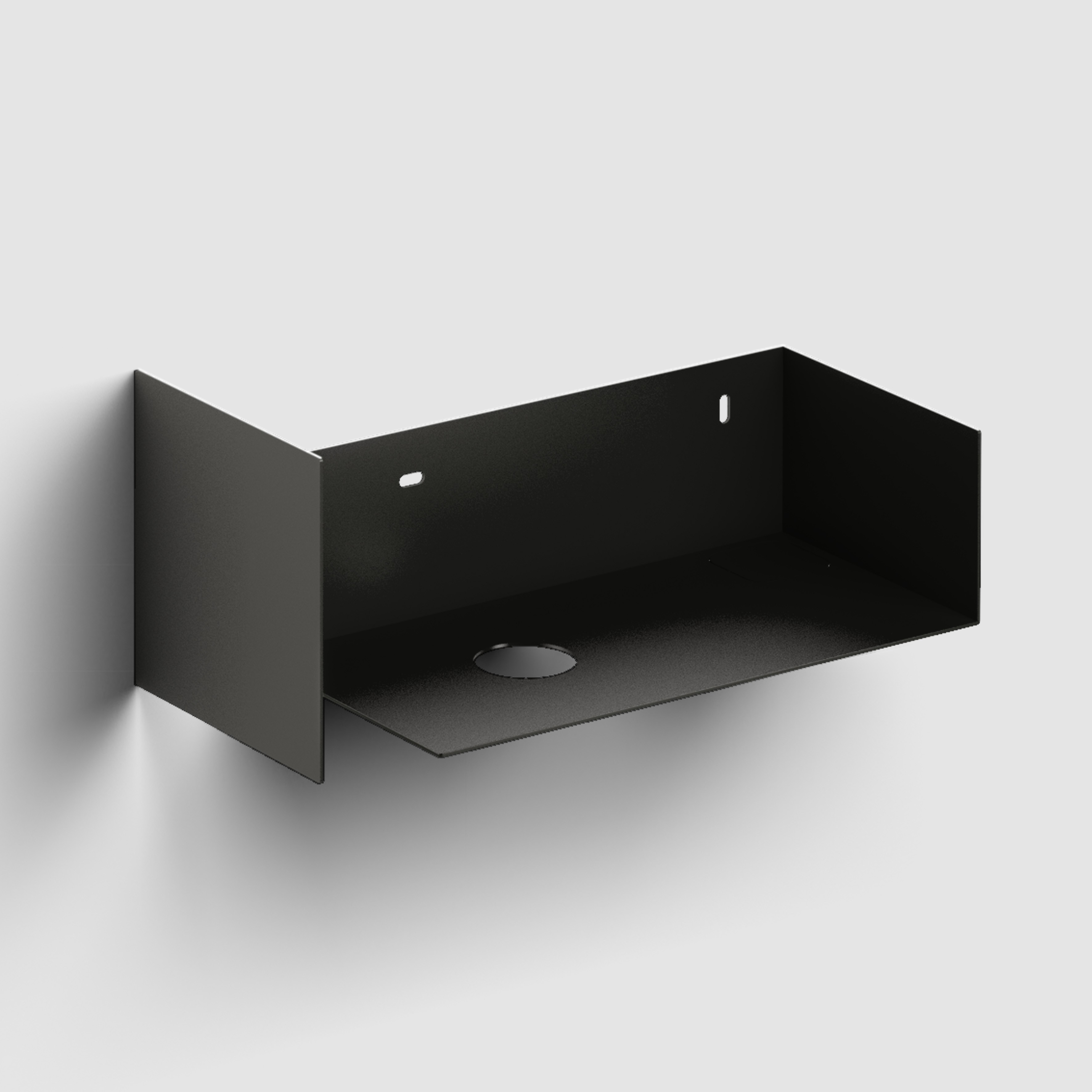 open kast met handdoekhouder t.b.v. Vale 38cm rechts, zwart gepoedercoat rvs