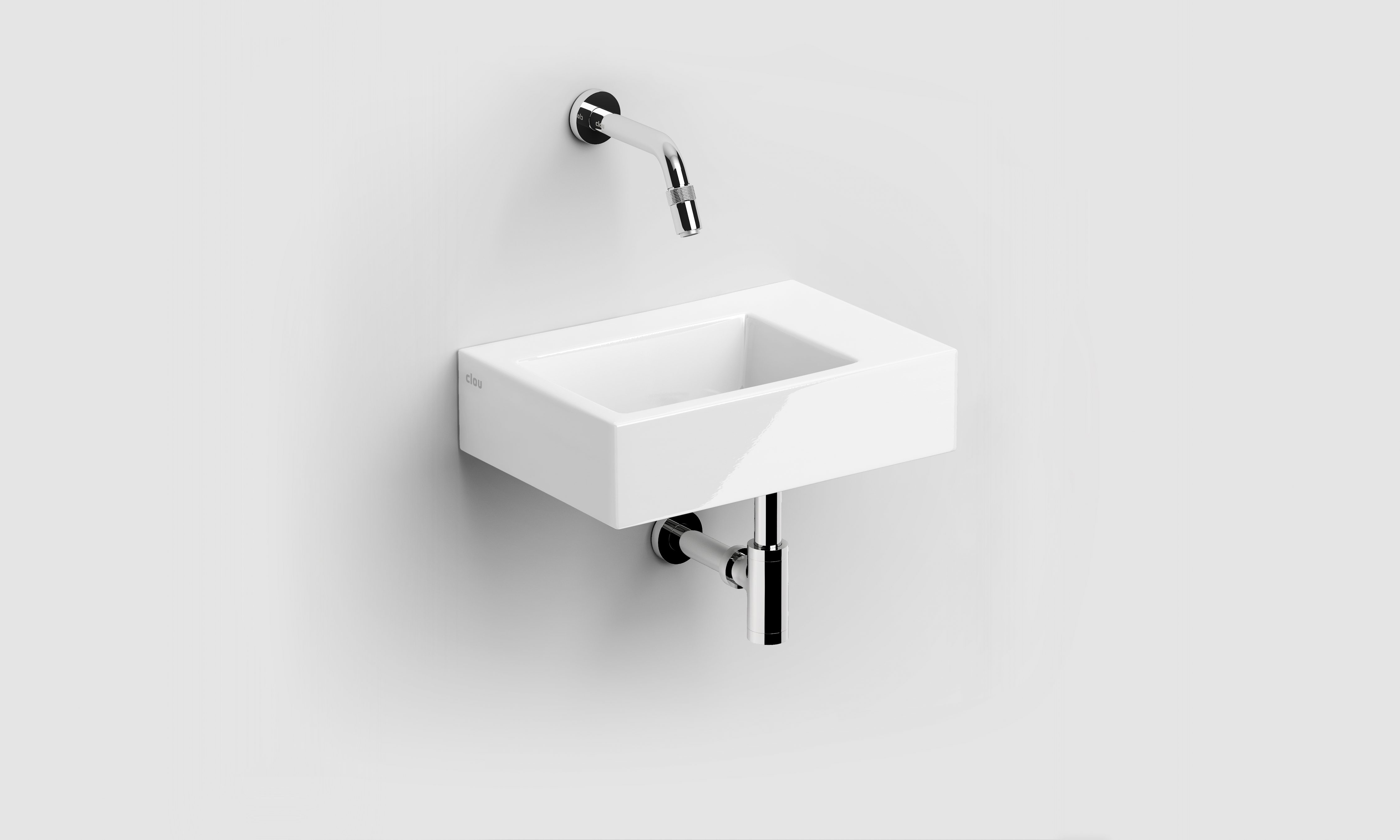 Flush 2 fontein 36cm, zonder kraangat, met afvoerplug, glanzend wit keramiek