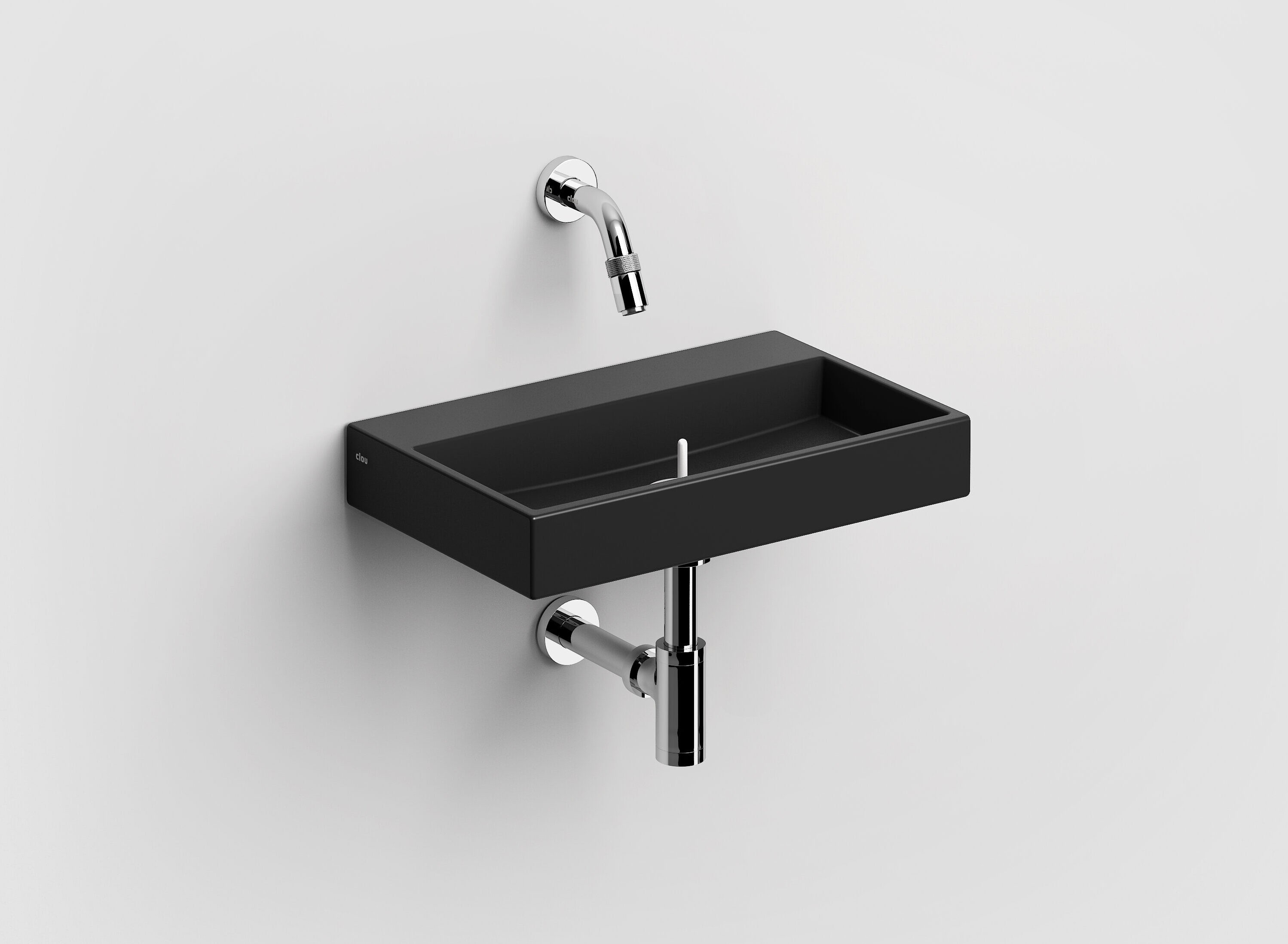 Mini Wash Me fontein 38cm, zonder kraangat, mat zwart keramiek