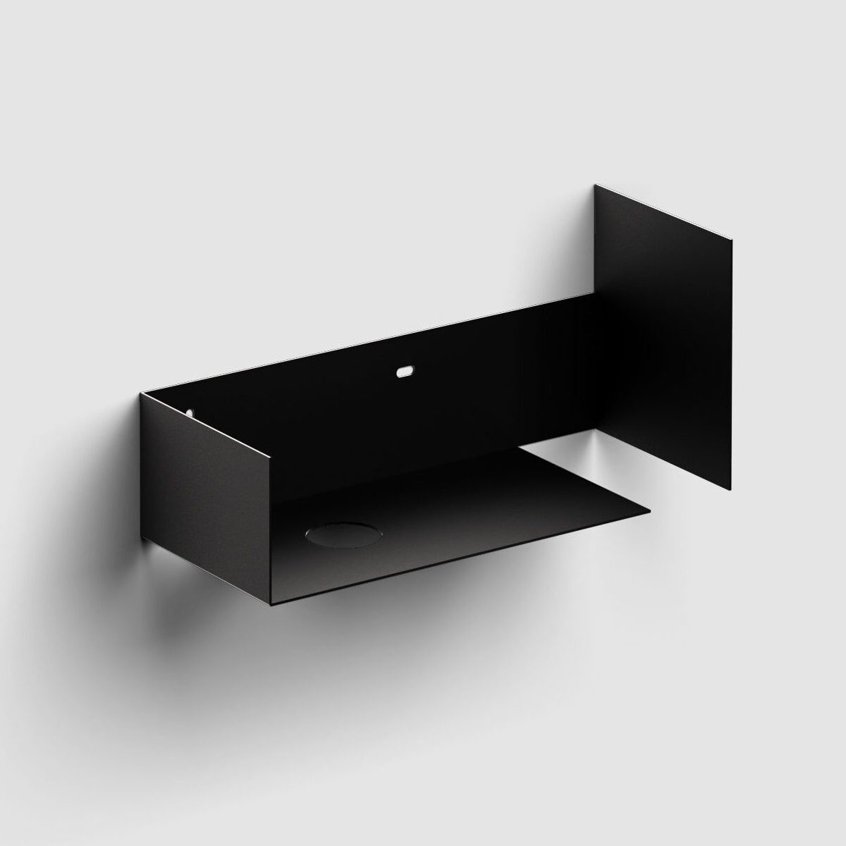 open kast met handdoekhouder t.b.v. Flush 3 links, zwart gepoedercoat rvs