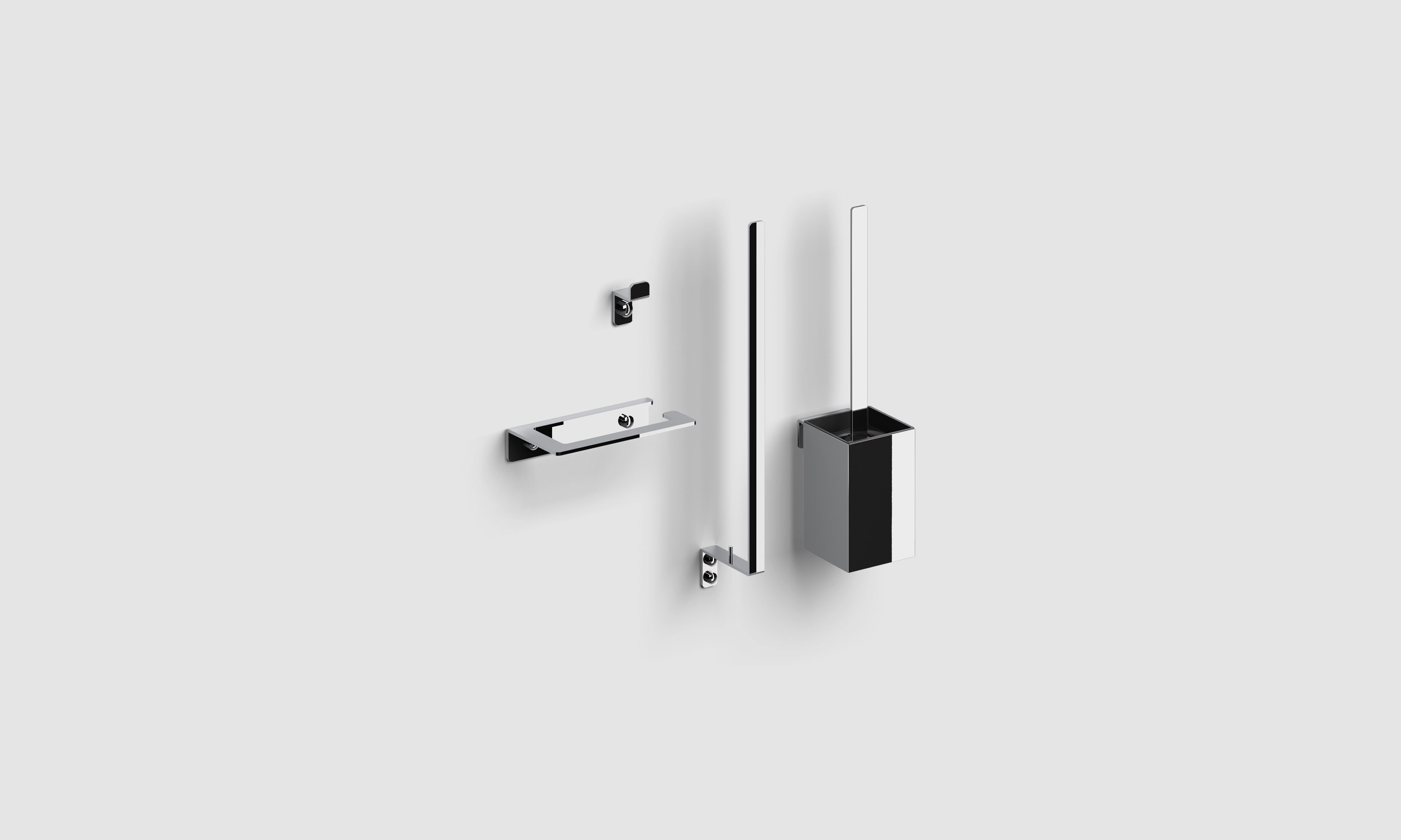 Fold accessoireset bestaande uit toiletborstel, toiletrolhouder, reserverolhouder en kledinghaak, chroom