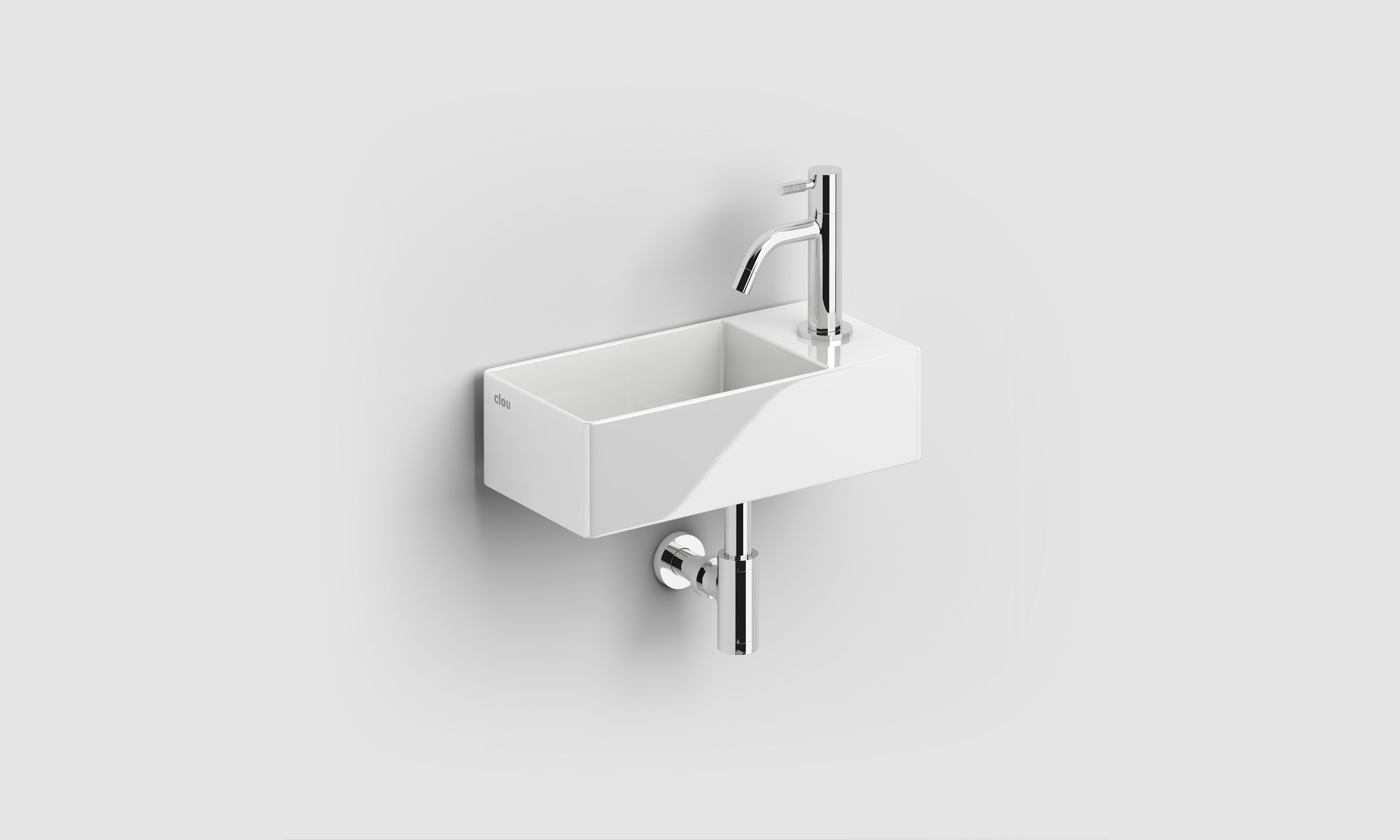 New Flush 3 fontein rechts, met kraangat en afvoerset, glanzend wit keramiek