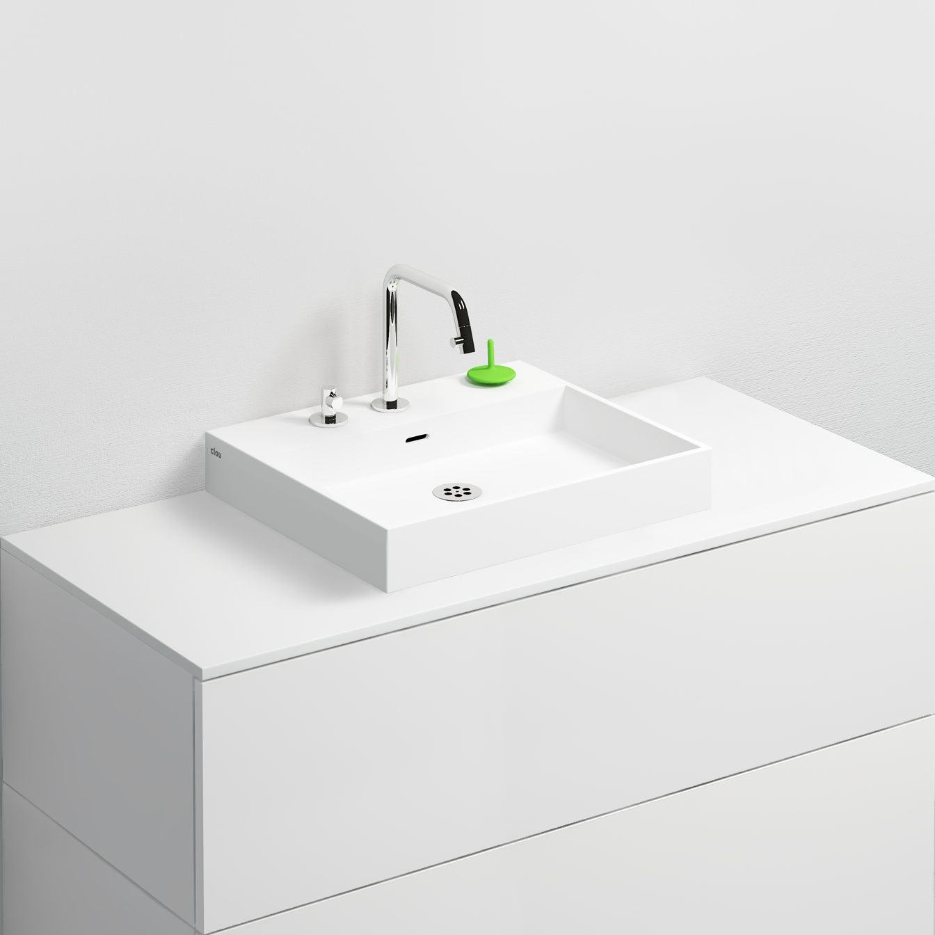Wash Me wastafel 50cm, zonder plug, mat wit aluite