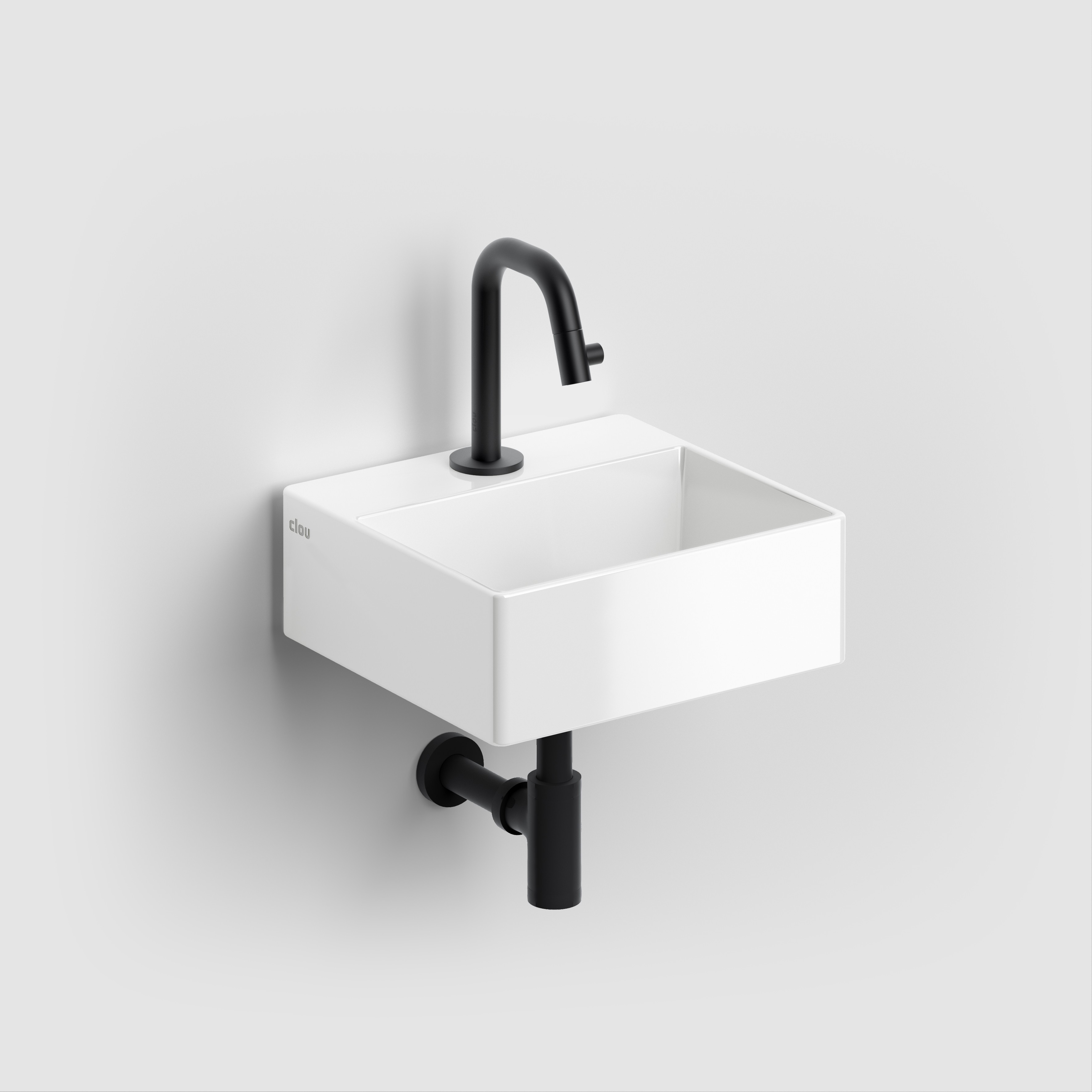 New Flush 1 fontein, met kraangat en chromen afvoerplug, glanzend wit keramiek