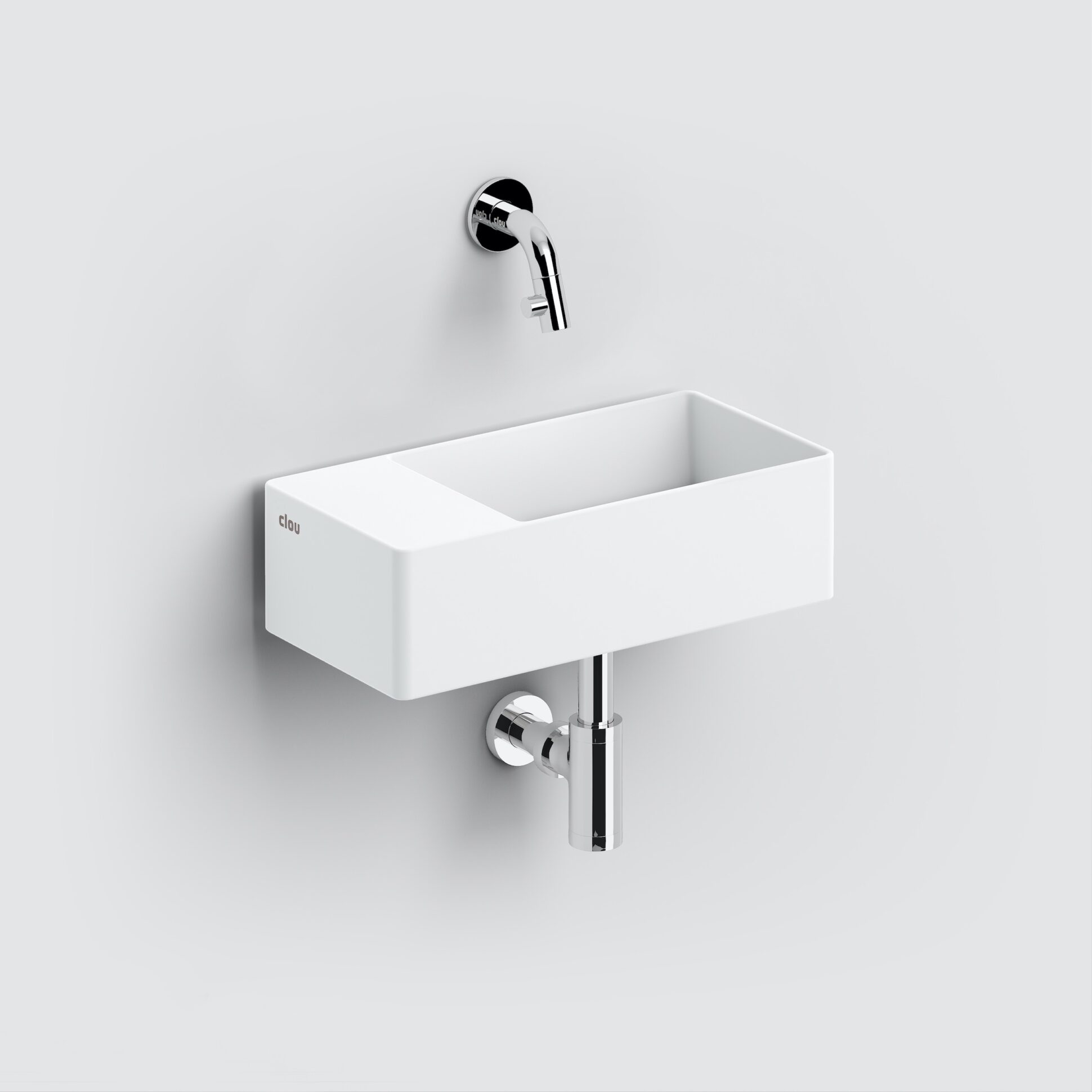 New Flush 3 fontein links, met afvoerplaat en afvoerplug, met voorbewerkt kraangat, mat wit aluite
