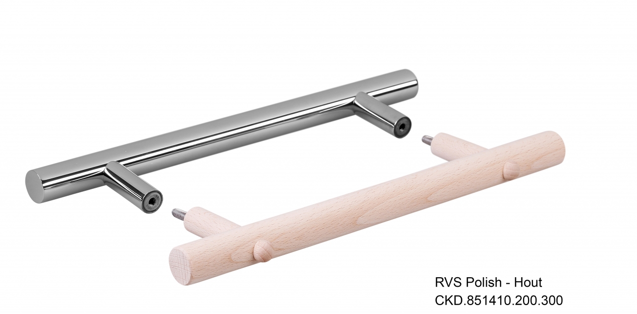 851410 Saunagreep hout/RVS gepolijst 300-200