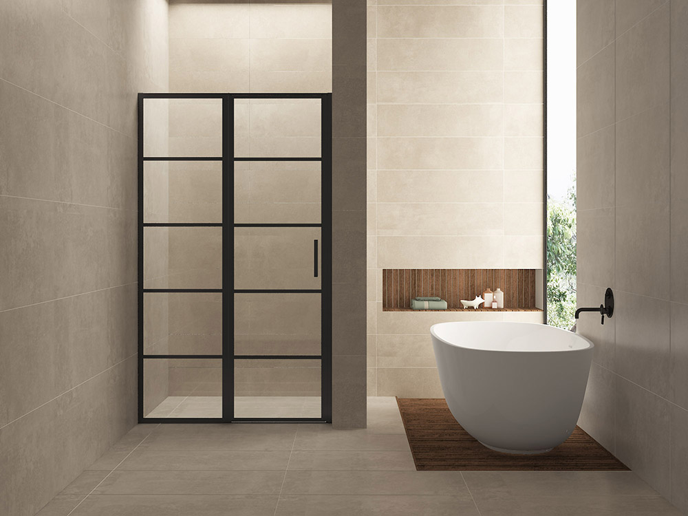 Horizon nisdeur met vast deel en raster 800 x 2000 x 8mm nano helder glas