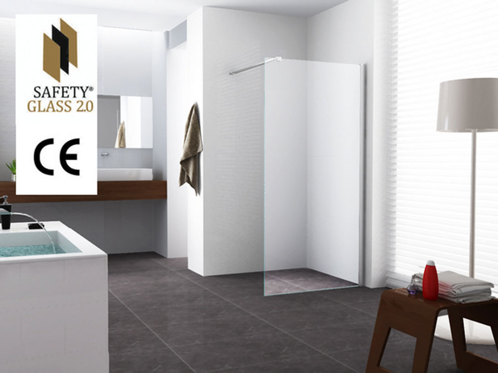 Graffic inloopdouche 800 x 2000 x 10 mm nano safety glass folie helder glas