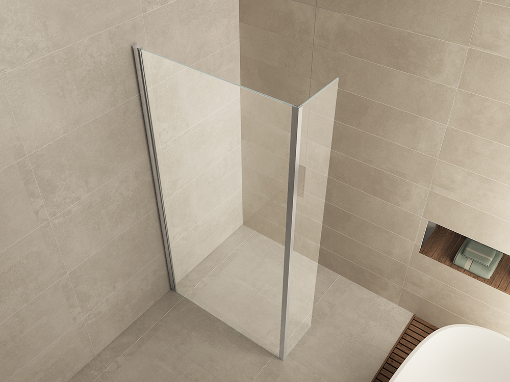 Comfort zijwand met hoekprofiel 300 x 2000 x 10 mm nano helder glas