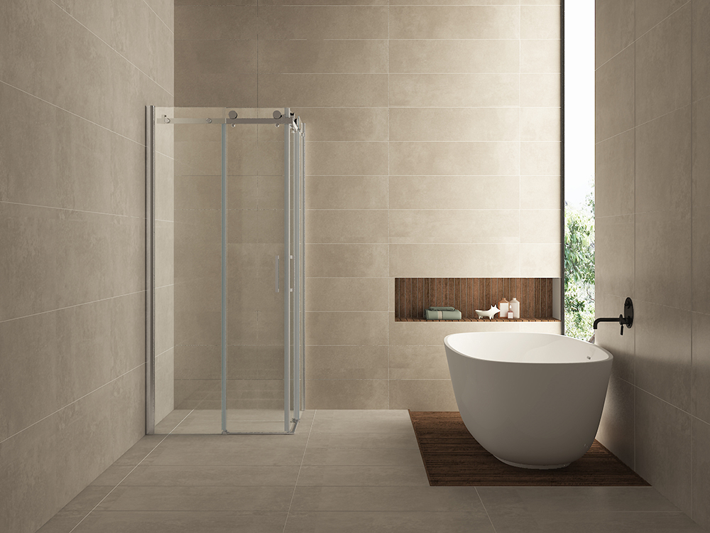 Entra hoekinstap cabine met 2 schuifdeuren 900 x 900 x 2000 x 8 mm nano helder glas