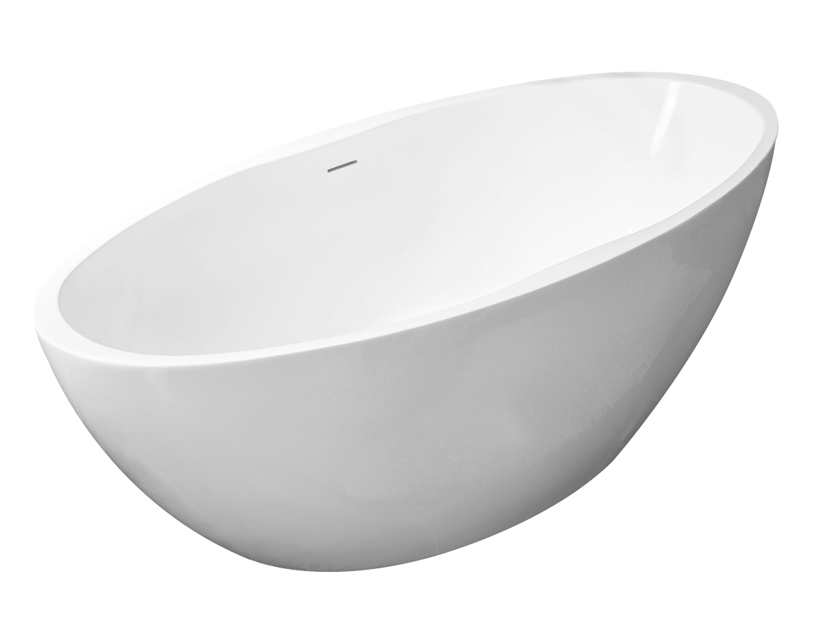 Oval vrijstaand ligbad acryl met waste