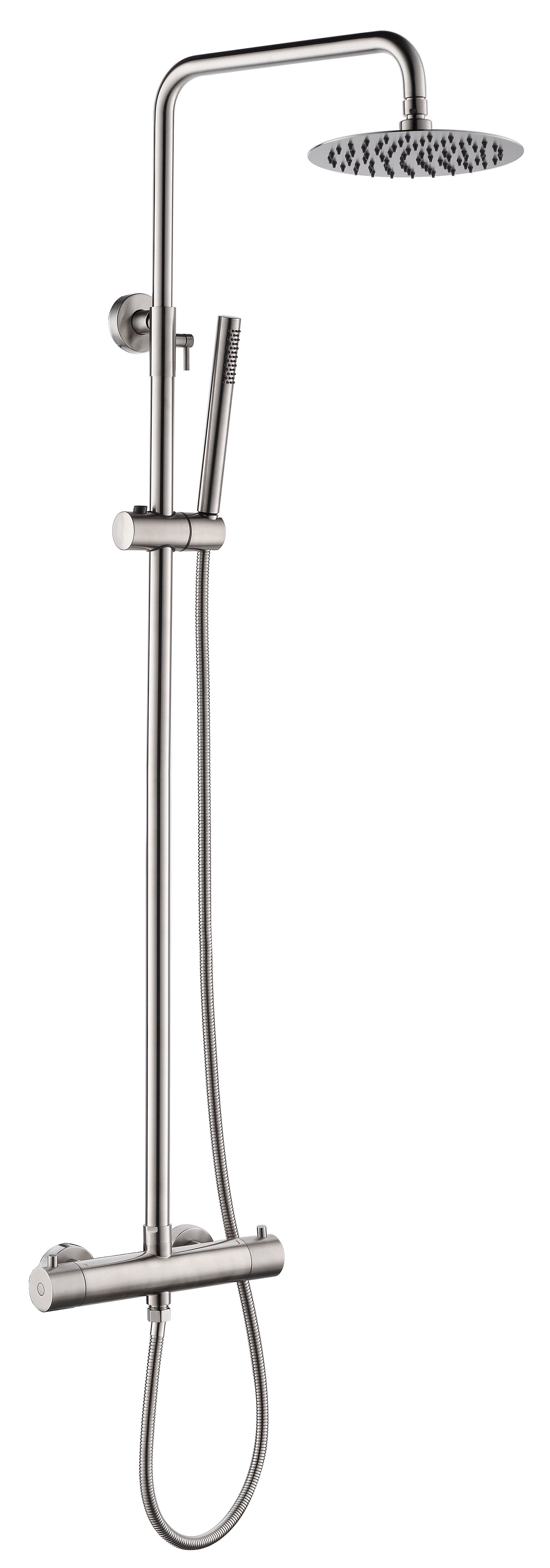 Thermostatische regendoucheset opbouw geborsteld (RVS 304)