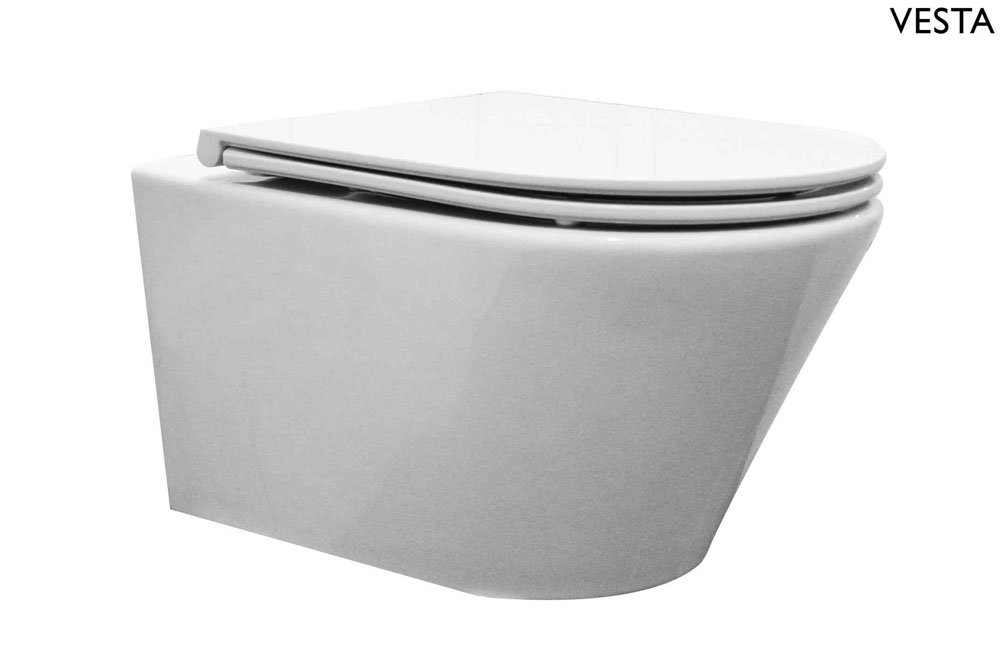 Vesta wandcloset met Flatline toiletzitting softclose en quick release