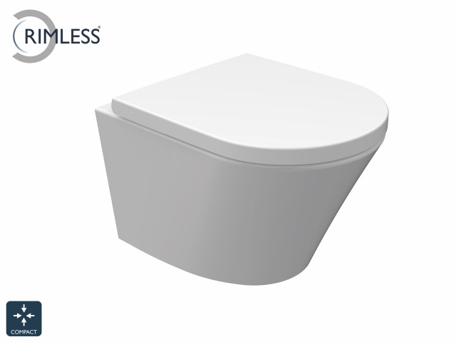 Vesta junior wandcloset rimless verkort met Vesta Junior toiletzitting softclose en quick release
