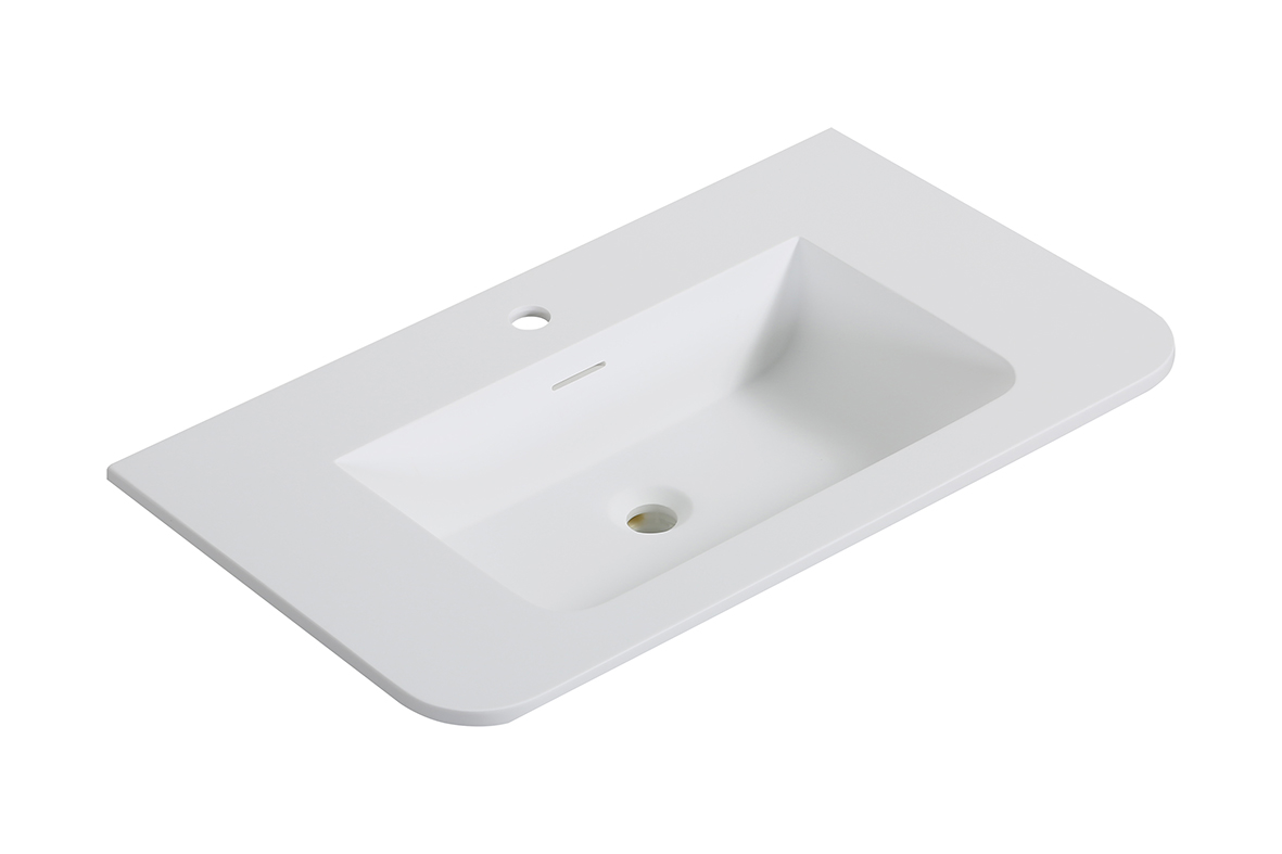 Laro wastafel enkel met 1 kraangat ronde hoeken 80 x 48 x 1,5 solid surface