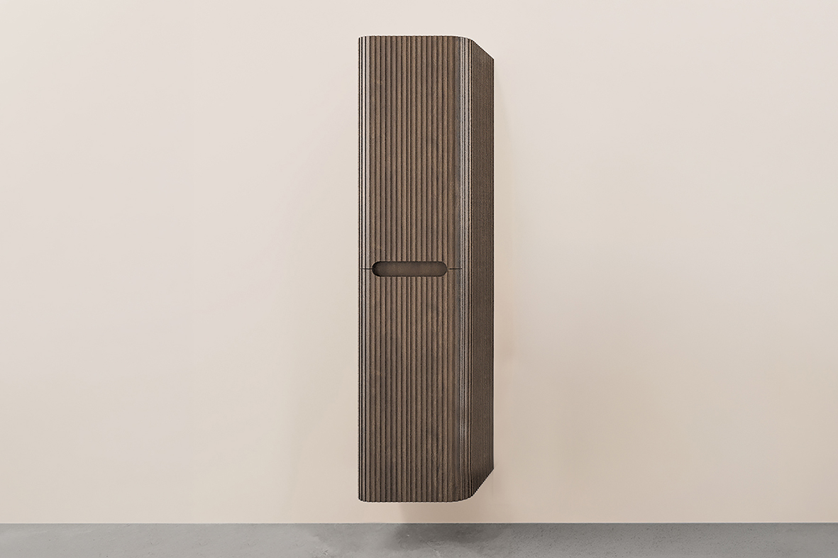 Sulora kolomkast afgeronde hoeken geribbeld 160 x 40 x 35 cm bruin eiken