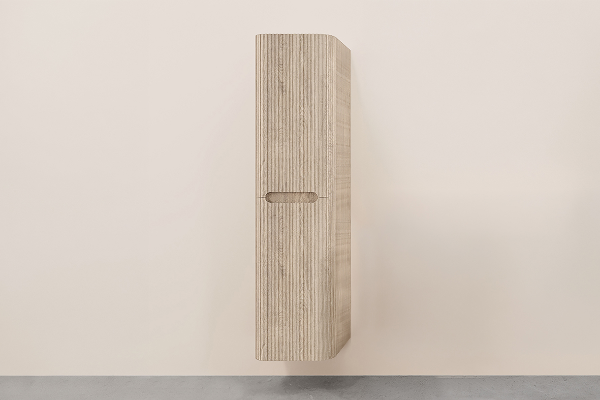 Sulora kolomkast afgeronde hoeken geribbeld 160 x 40 x 35 cm licht eiken