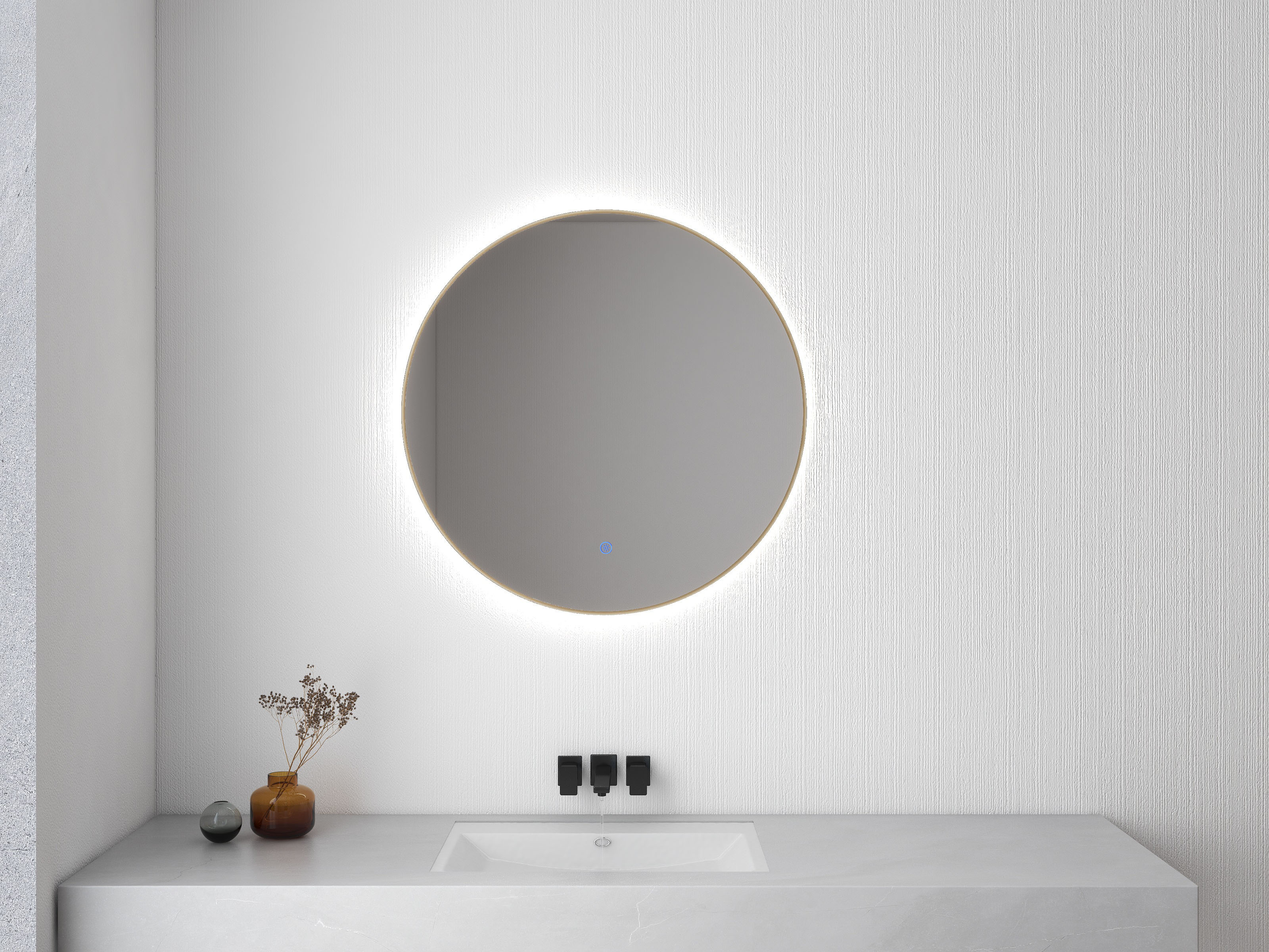 Novi spiegel rond met LED, dimbaar