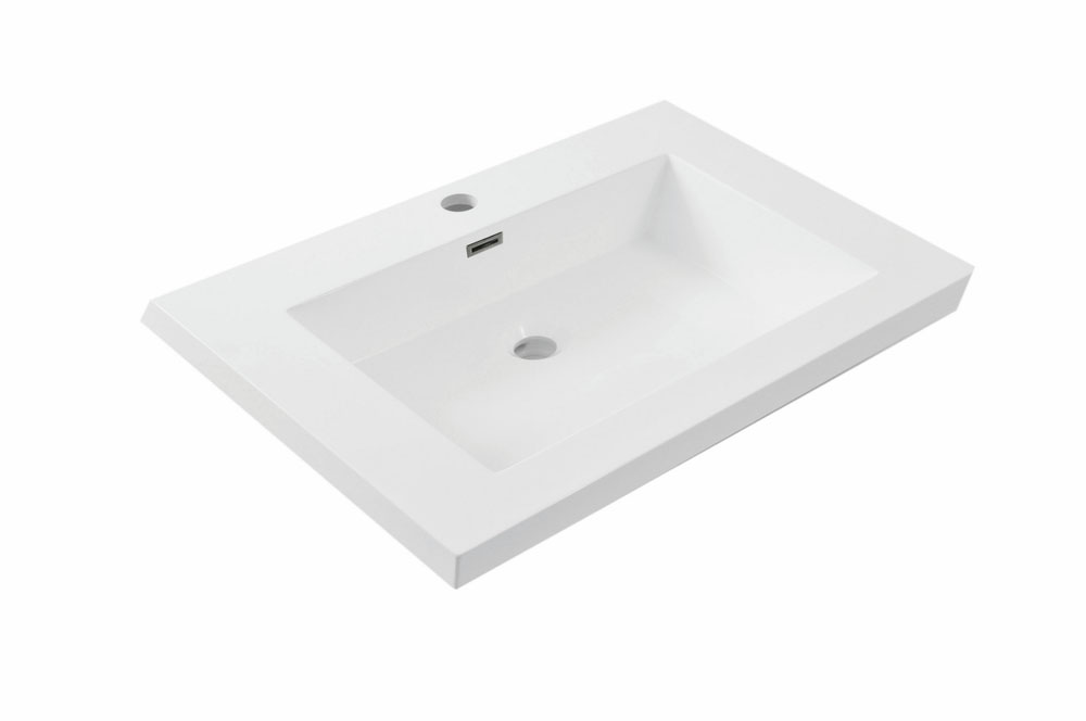 Vision wastafel enkel met 1 kraangat 60x46x5, kunstmarmer