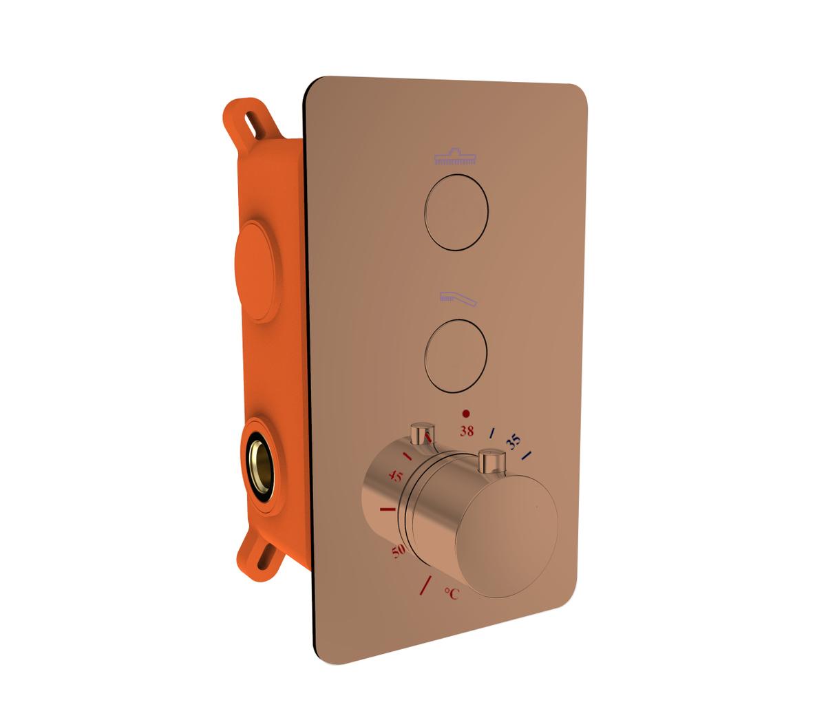 Best-Design "Clic-Dijon" inbouwthermostaat & inb.box 2-weg 1/2" Sunny Bronze