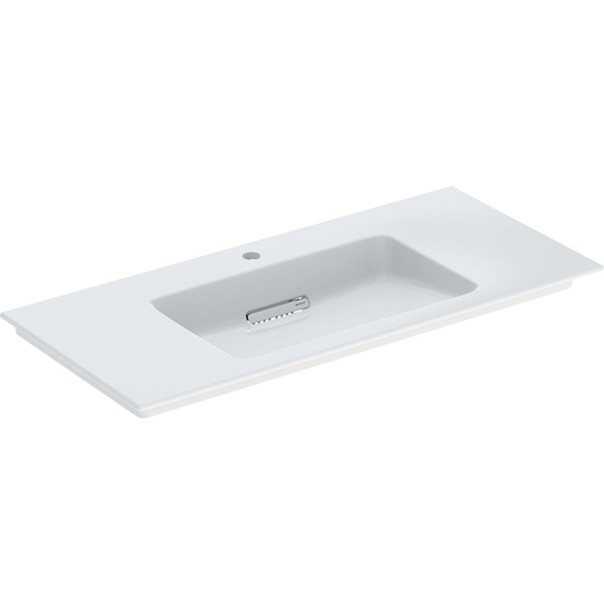 Geberit ONE SlimRim oplegwastafel 105 cm met kraangat, zonder overloop