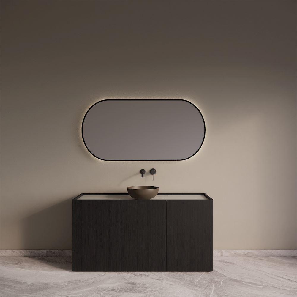 Onderkast Norello Black Veneer 3-Deurs 160 cm incl. Compact Board Recht Mat Wit 160 cm