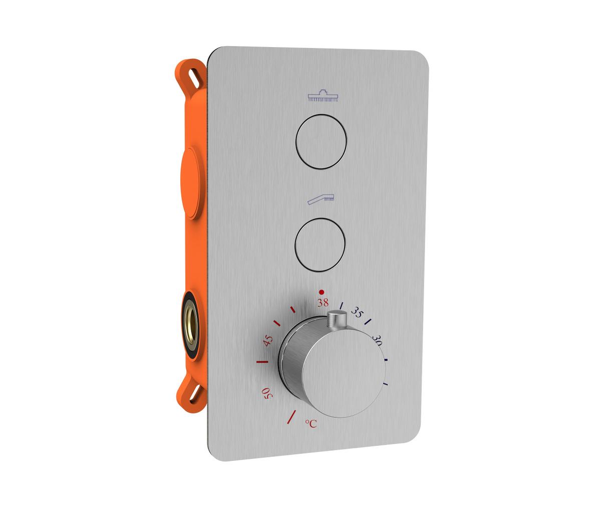 Best-Design "Clic-Ore" inbouwthermostaat & inb.box 2-weg 1/2" RVS-304