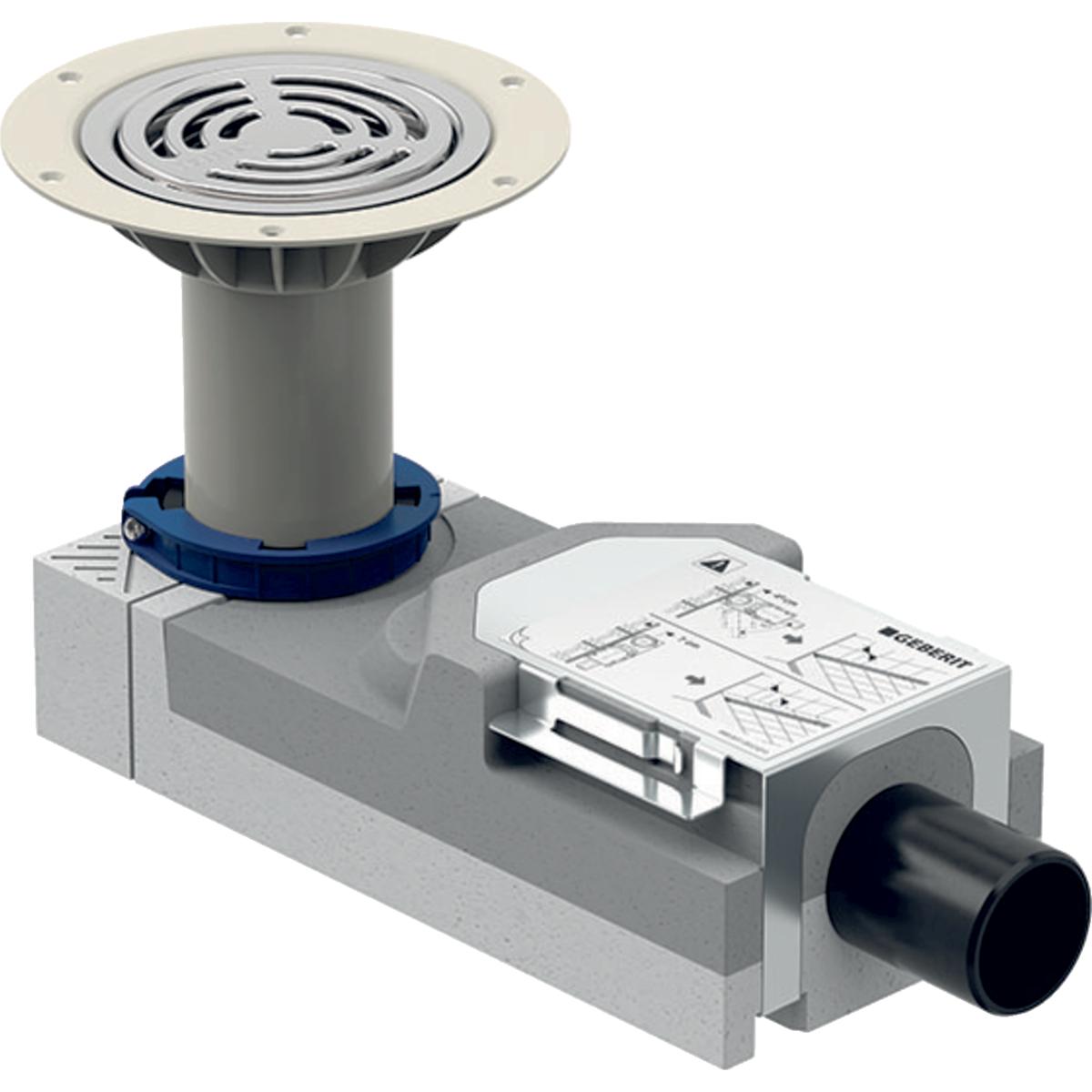 Geberit douche vloerafvoer, afwerkvloer dikte bij afvoer 110–240 mm