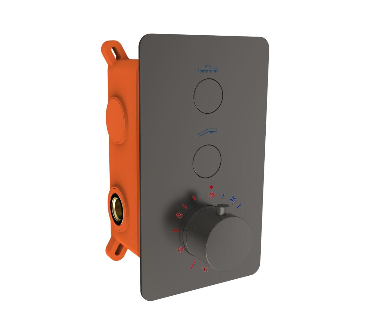 Best-Design "Clic-Moya" inbouwthermostaat & inb.box 2-weg 1/2" gunmetal