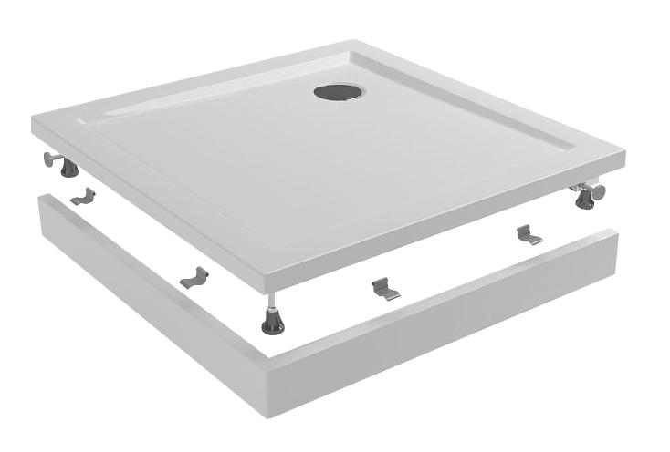 Voorzetpaneel met poten voor douchebak vierkant 90 x 90 x 4 cm glans wit