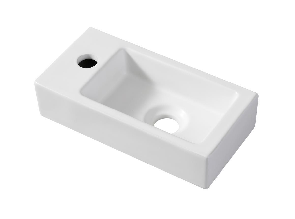 Rhea S mini fontein links 36,5 x 18 x 9 cm keramiek mat wit