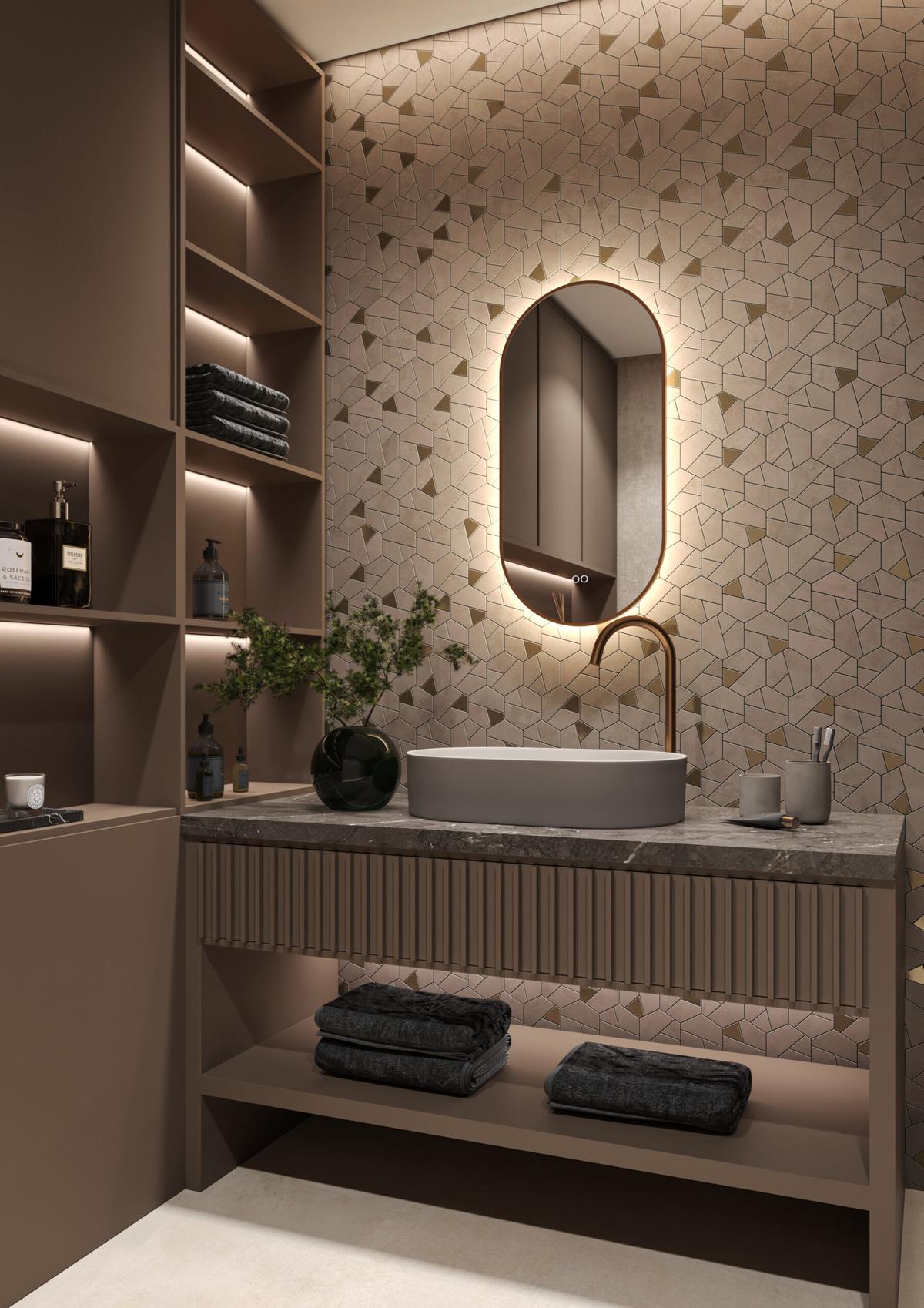 HIPP-Design SPV 14900 KOP spiegel ovaal-recht 40x90 cm — PVD geborsteld koper