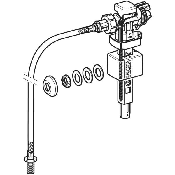 Geberit Type 383 vlotterkraan aansluiting onder, 3/8″, slang MS nippel