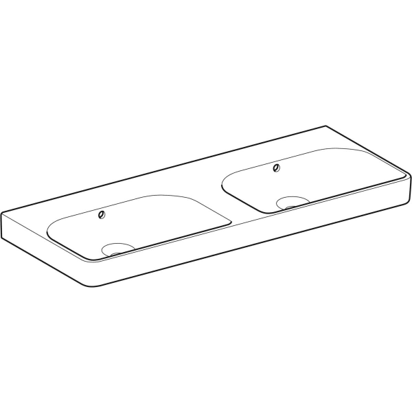 Geberit Smyle Dubbele wastafel 120 cm hoekig zonder kraan, met overloop