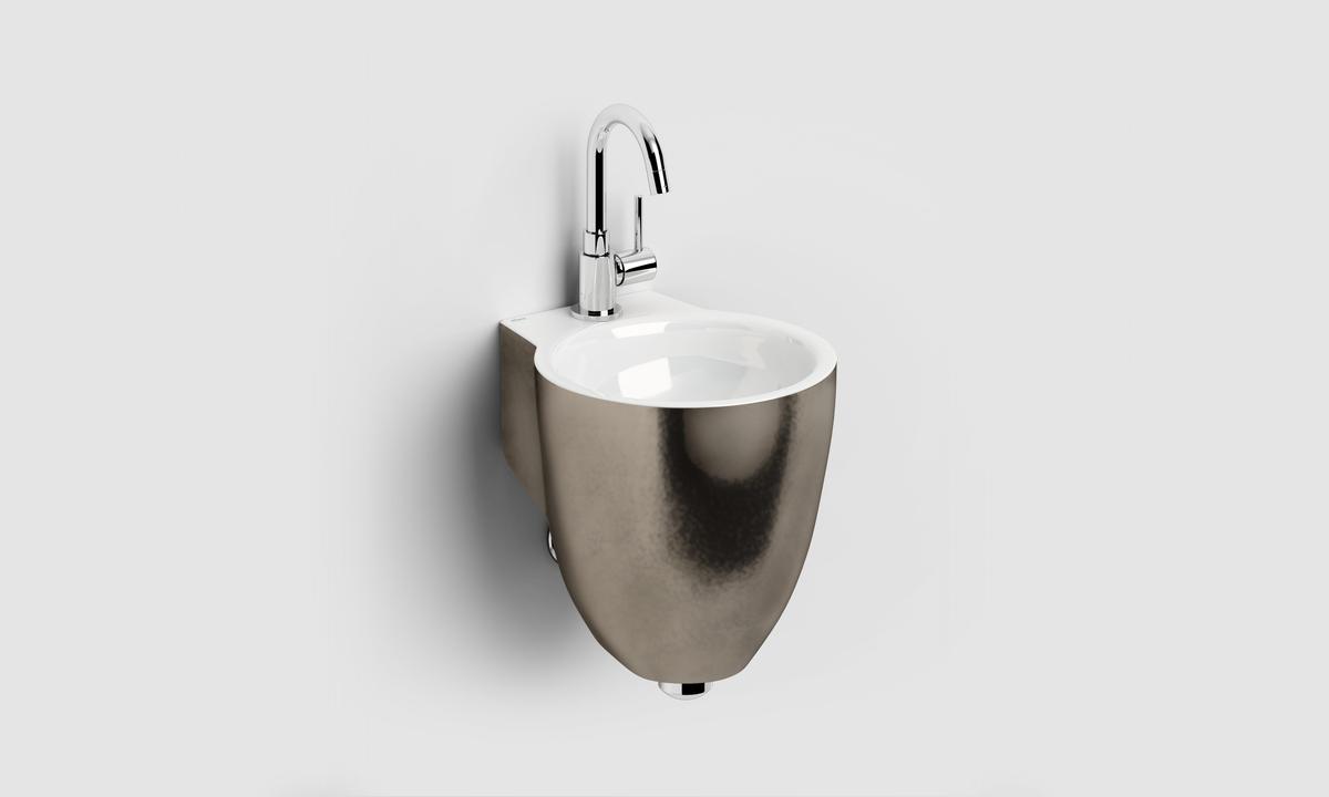 glanzend platina/wit keramiek, met kraangat