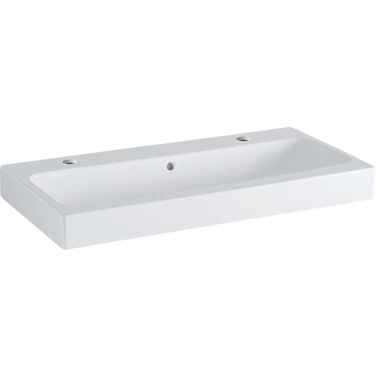 Geberit iCon Wastafel 90 cm met twee kraangaten, met overloop