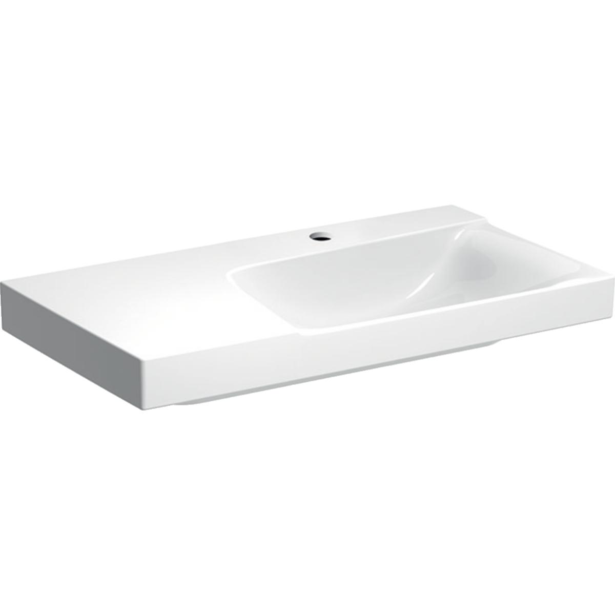 Geberit Mix Match meubels Wastafel 90 cm met aflegruimte links, met kraangat, zonder overloop