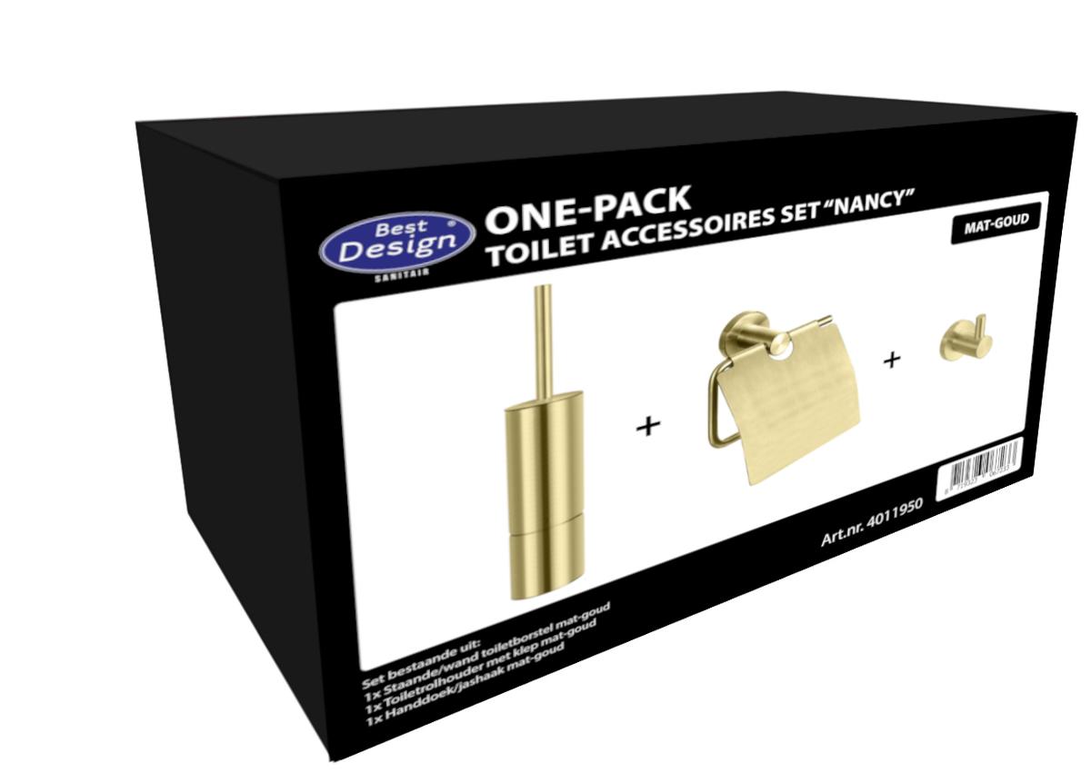 Best-Design One-Pack toilet accessoires set "Nancy" mat-goud