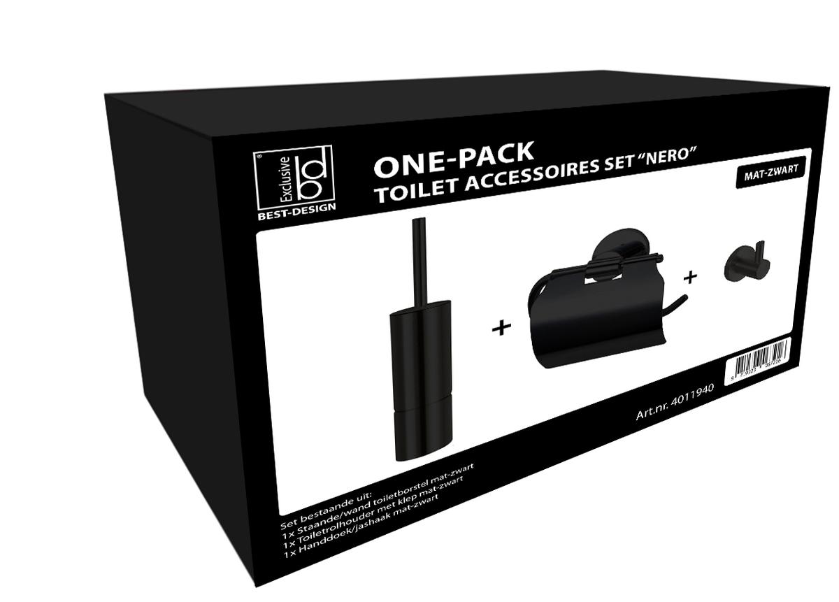 Best-Design One-Pack toilet accessoires set "Nero"