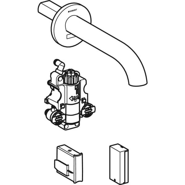 Geberit Piave wst wandThermos.kr, batt, inb-functiebox: rvs/geb,L=17cm